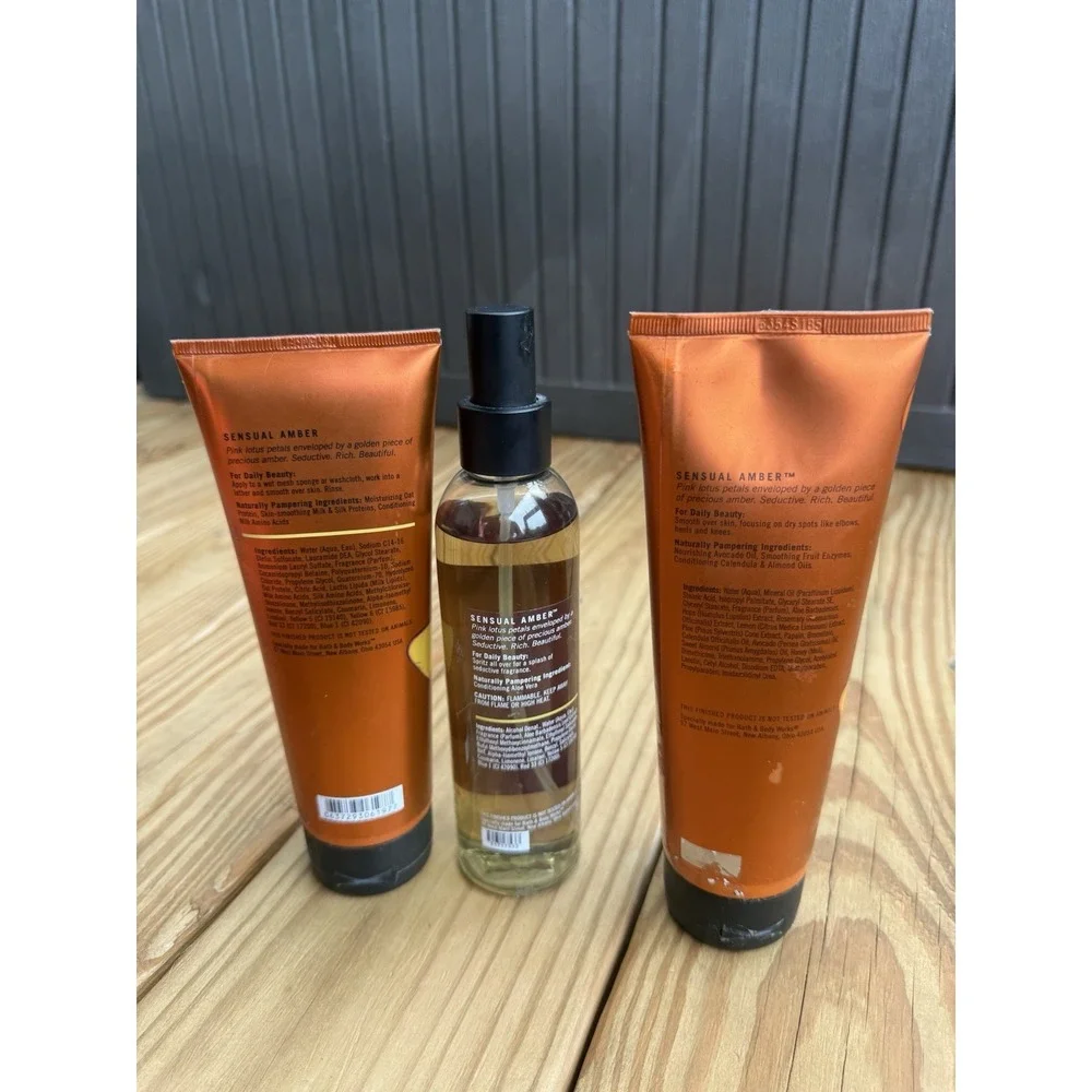 Sensual Amber Bath & Body Works Lot Creamy Body Wash, Body Cream, Body Splash